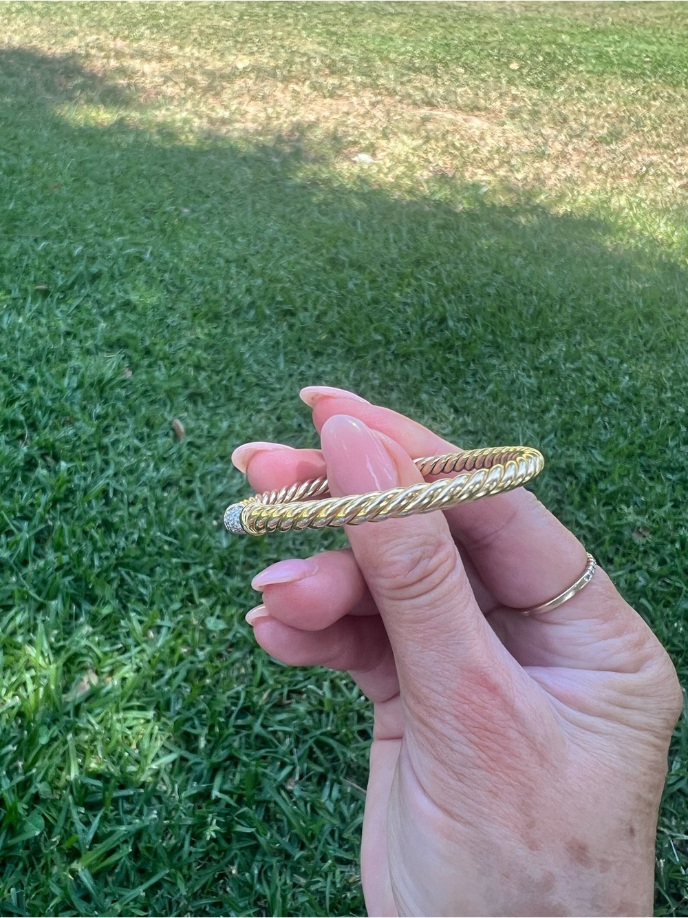 David Yurman Gold-Tone Twisted Cable Cuff Bracelet - Picture 5 of 6